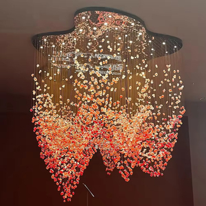 Candelabros de cristal de Color de Villa de proyecto grande personalizado, luces colgantes de piedras, luces colgantes de cristal de rocas rojas, luz colgante de cuarzo - Product Image 3