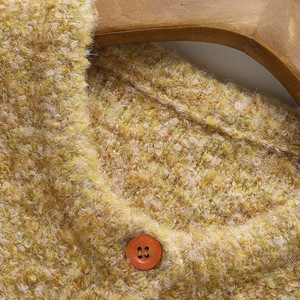 Dalang Sweater Factory Women's Yellow Fleece <b>Cardigan</b> Loose Fit Full Sleeve Single Breasted Chunky Knit Top - Product Image 3
