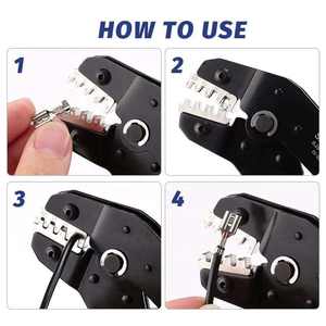 Juego de alicates crimpadores manuales de acero industrial para terminales de cable de PVC moldeado y aislado, para crimpado de terminales de cable y férulas. - Product Image 3