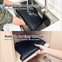 Tapis d'égouttage en silicone pour cuisine, tapis de rangement sans perçage, antidérapant, pour comptoir de cuisine