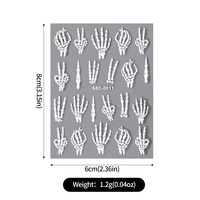 5D Halloween ongle autocollant 6*8cm rouge oeil en relief ongle autocollant gothique Y2K Style adhésif décalcomanies tatouage décorations manucure