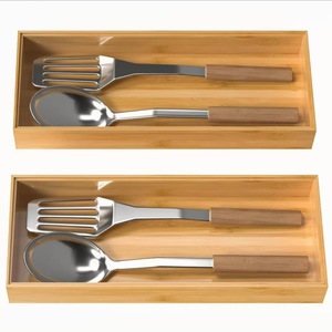 Bamboo Drawer Organizer Rectangular Stackable <b>Storage</b> <b>Box</b> For Tableware Silverware Tray <b>Kitchen</b> Drawer Organizers - Product Image 5