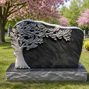Pierre tombale double Union STONE American Black Serp Top Monument avec photos - Product Image 1