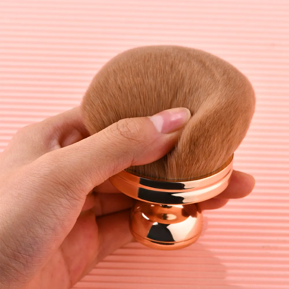 2022 Rose Gold Large Synthetic Hair Mushroom Face Powder Brush Custom Logo Foundation Single Makeup Brush for Daily Makeup