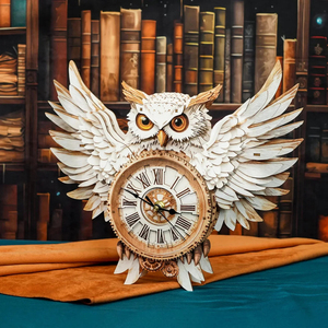 Snowy Owl Wooden <b>Clock</b> <b>Kit</b> wooden puzzle Handcrafted Hanging <b>Clock</b> Art for Room Decor - Product Image 5