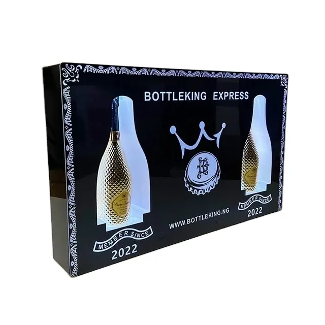 Présentateur de bouteille de champagne avec carte noire VIP Glorifier LED personnalisé pour boîte de nuit BOÎTE CADEAU LED