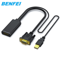 Kustomisasi merek baru VGA ke untuk adaptor dengan Output DC 1080P konverter dengan Audio untuk Laptop untuk TV/Monitor