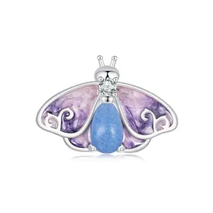 Youchuang wholesale vintage 3d animal dainty charm sterling silver jewelry purple stone bracelet enamel butterfly beads charms