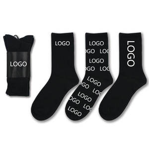 Men's Crew <b>Socks</b> <b>Black</b> Knitted Logo Print Daily Wear Regular Style - Product Image 4