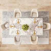 Table à Manger Dorée et Ensemble de 8 Chaises Luxe Oriental Chevrons Italiens – Table de Salle à Manger, Vente en Gros Meubles