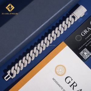 Custom Made Personalized 16MM Fire Hip Hop Luxury 925 Sterling Silver Iced Out Jewelry Moissanite Diamond Miami Link Bracelet - Product Image 5