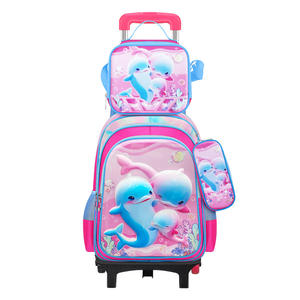 2025 personnalisé filles garçons école sac à dos à roulettes chariot EVA enfants sac ensemble comprenant sac à déjeuner géométrique en gros pour les étudiants - Product Image 4