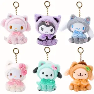 Hot selling Japanese cat style animal 10cm kawaii soft plush keychain Characters pendant keychains