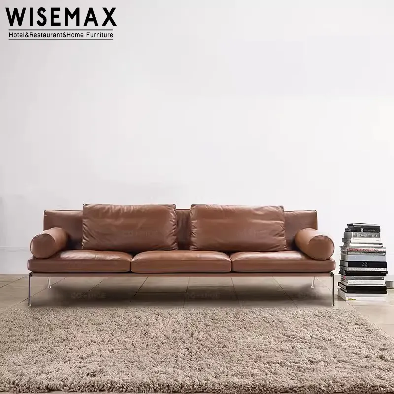 WISEMAX MÖBEL Leichte Luxus Metall basis L-Form Sofa Couch Moderne Wohnzimmer möbel Designer Leders ofa Set Für Hotel