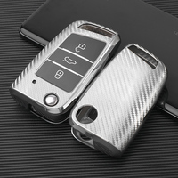 Coque de couverture de clé de voiture souple en fibre de carbone TPU pour Volkswagen 2017 Passat porte-clés porte-clés sac accessoire usine