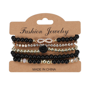 Fashion Jewelry Beaded <b>Bracelets</b> <b>Set</b> Multicolor Crystal Rhinestone Flower Design Unisex Gift Made In China - Product Image 6