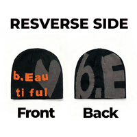 Bonnet Réversible en Tricot Jacquard avec Lettres Imprimées – Chapeau d'Hiver Y2K Style Streetwear