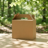 Boîte à poignée en papier kraft écologique en gros, pliable, en carton, pour cadeaux et aliments, avec logo personnalisé
