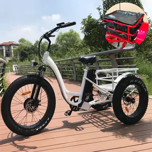 500W Powerful Bafang Front Motor Electric Tricycle 3 Wheels Cargo EBike Fat Tire 3 Wheel Electric Bicycle