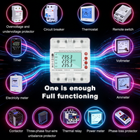 Pelindung Tegangan 3P+N yang Dapat Disesuaikan, Proteksi Arus Lebih, 4 KVA 380VAC, Relay Tegangan Tiga Fasa, Penstabil Tegangan, Layar LED, Tembaga PC