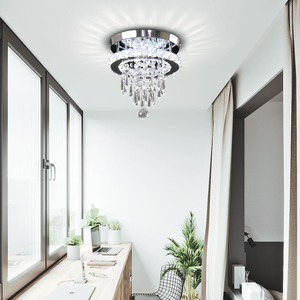 Lustre LED <span class=keywords><strong>rond</strong></span> en cristal de 250 mm de diamètre avec perles pointues, luminaire de plafond encastré pour chambre et restaurant - Product Image 3