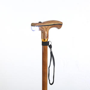 Bastón de Aluminio con Luz, Multifuncional, para Personas Mayores, con Acabado en Madera Amarilla y Roja - Product Image 1