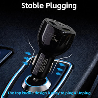 Chargeur de voiture multifonctionnel éco-responsable et ignifuge Road Trip 75W avec technologie GaN PD3.0 QC, charge rapide Type-A Type-C pour ordinateur portable