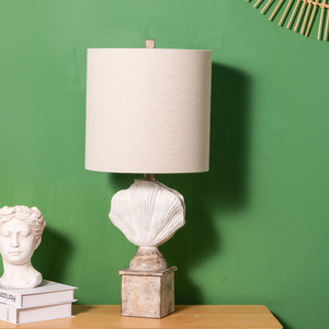 Vỏ đèn bàn với Linen bóng râm và finial cho phòng khách trang trí phòng ngủ COUNTRY Cottage ven biển phong cách Bắc Âu mộc mạc - Product Image 2