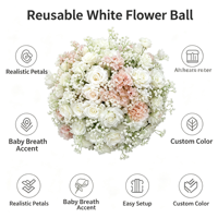 Boule de fleurs artificielles crème abricot, mélange de roses en soie et de pivoines, centre de table floral pour mariage, décoration de fête et de banquet