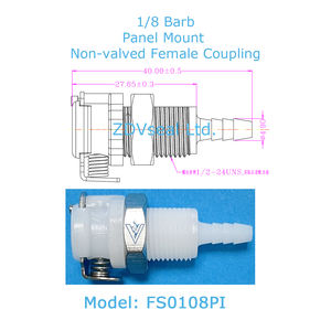 ZDVseal 40mm Schnell kupplungen 1/8 Schlauch buchse Buchse 1/4 Durchfluss körper mit Gewinde anschluss PMC1602 - Product Image 2