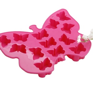 Bán Buôn Tùy Chỉnh Xách Tay Nhỏ Thân Thiện Với Môi BPA Miễn Phí Không Độc Hại Silicone <span class=keywords><strong>Ice</strong></span> <span class=keywords><strong>Cube</strong></span> Khay Mini Mỏng Nhỏ Bướm Hình Dạng Dễ Dàng - Product Image 1