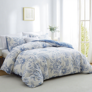 סט מצעים פוליאסטר בגודל קווין אירופאי ואמריקאי סִגְנוֹן 3PCS סט מצעים מודפס דיגיטלי כיסוי שמיכת פוך פרחוני עם ציפית רכה - Product Image 3