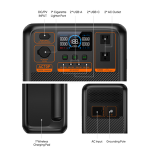 Station d'alimentation portable d'urgence Bluetti 1000W, générateur hors réseau au lithium, kit solaire 600W 1000W AC70P+PV200 1000W solaire - Product Image 2