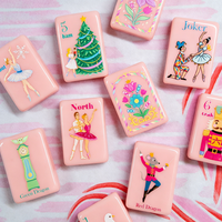 Tuiles de Mahjong Américaines Minimalistes à Couche Unique avec Motif Arbre de Noël en Acrylique pour le Divertissement