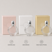 Flacon de parfum vide personnalisé en verre 30 ml avec capuchon argenté facetté, flacon atomiseur rond rechargeable, vente en gros, logo personnalisé