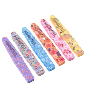 Flower Printed 100/180 Sanding Grit Nail File And Buffer Sponge Washable Sand Adhesive Nail File