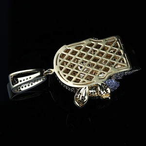 Rapper nuova caratteristica del teschio di <span class=keywords><strong>pirata</strong></span> prepotente con cappello disegno prepotente ciondolo in oro personalizzato ciondolo in oro ciondolo gioielli in argento Rock - Product Image 6