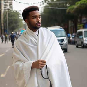 Ensemble Ihram musulman traditionnel antistatique respirant pour hommes vêtements <span class=keywords><strong>de</strong></span> pèlerinage serviette <span class=keywords><strong>de</strong></span> style arabe fait à la main Hajj Umrah Turki Tube - Product Image 2