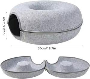 Groothandel Dubbele Verdieping Kat Donut <span class=keywords><strong>Tunnel</strong></span> Voor Indoor Katten Vilt Kat Bed Rond Huis Om Te Spelen - Product Image 6