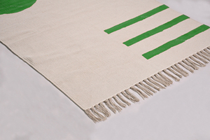 Alfombra de Algodón Verde con Estampado de Bloques Dhurrie, Decoración Moderna para el Hogar, Alfombra Grande Hecha a Mano, Antideslizante y Ecológica - Product Image 3