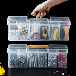 Transparent Parts <b>Storage</b> <b>Box</b> 6 Compartments 30x20x15 Cm Portable Organizer For Screws And Hardware <b>Tools</b> - Product Image 2