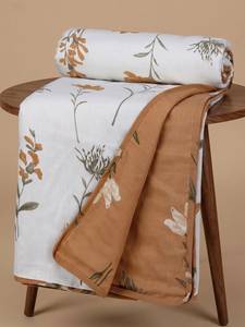 PRABHAVA - Cubrecama Doble Premium de Algodón Dohar, Estampado a Mano, Reversible, para Verano y Primavera, Diseño Floral Azul y Rosa, Lavable - Product Image 1