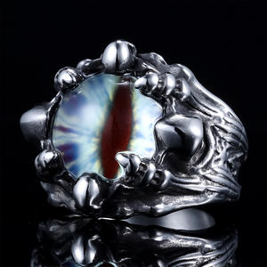 2025 nouveauté Style Punk en <span class=keywords><strong>acier</strong></span> inoxydable hommes anneau personnalisé rouge jaune bleu yeux anneaux - Product Image 4