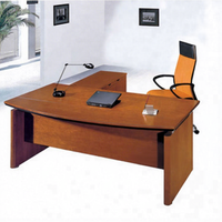 Meubles de bureau scolaires, usine certifiée ISO, bureau de direction en bois en forme de L, robuste, avec chaise, approvisionnement en gros