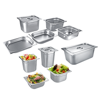 Conteneur de stockage alimentaire portable GN 1/6 de plusieurs tailles, bac alimentaire en acier inoxydable Gastronorm avec couvercle