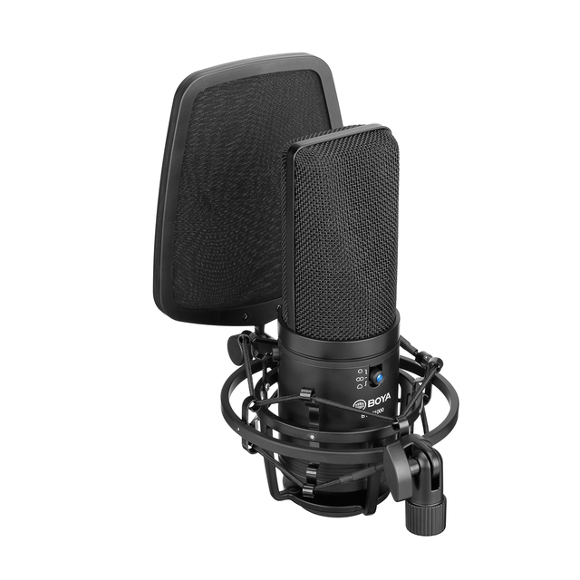 BOYA BY-M1000 Condenser Microphone Large Diaphragm Professional Studio Microphone for Sing Video Recording