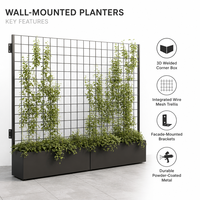 Jardinière murale extérieure en métal pour bâtiments et barrières
