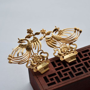 Horquilla de Cobre Fundido con Acabado Bronce, Estilo Antiguo, con Diseño de Fénix, para Novias, Accesorio de Joyería Hecho a Mano - Product Image 1