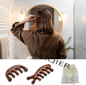 Pettine per Massaggio Corpo in Legno di Sandalo Verde Naturale con Logo Personalizzato, Spazzola a Denti Larghi Fatta a Mano per Massaggio del Cuoio Capelluto, per Uso Professionale - Product Image 5