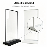 Présentoir sur pied durable et résistant au vent avec base à eau et cadre en acrylique transparent pour affiches, menus et signalétique promotionnelle